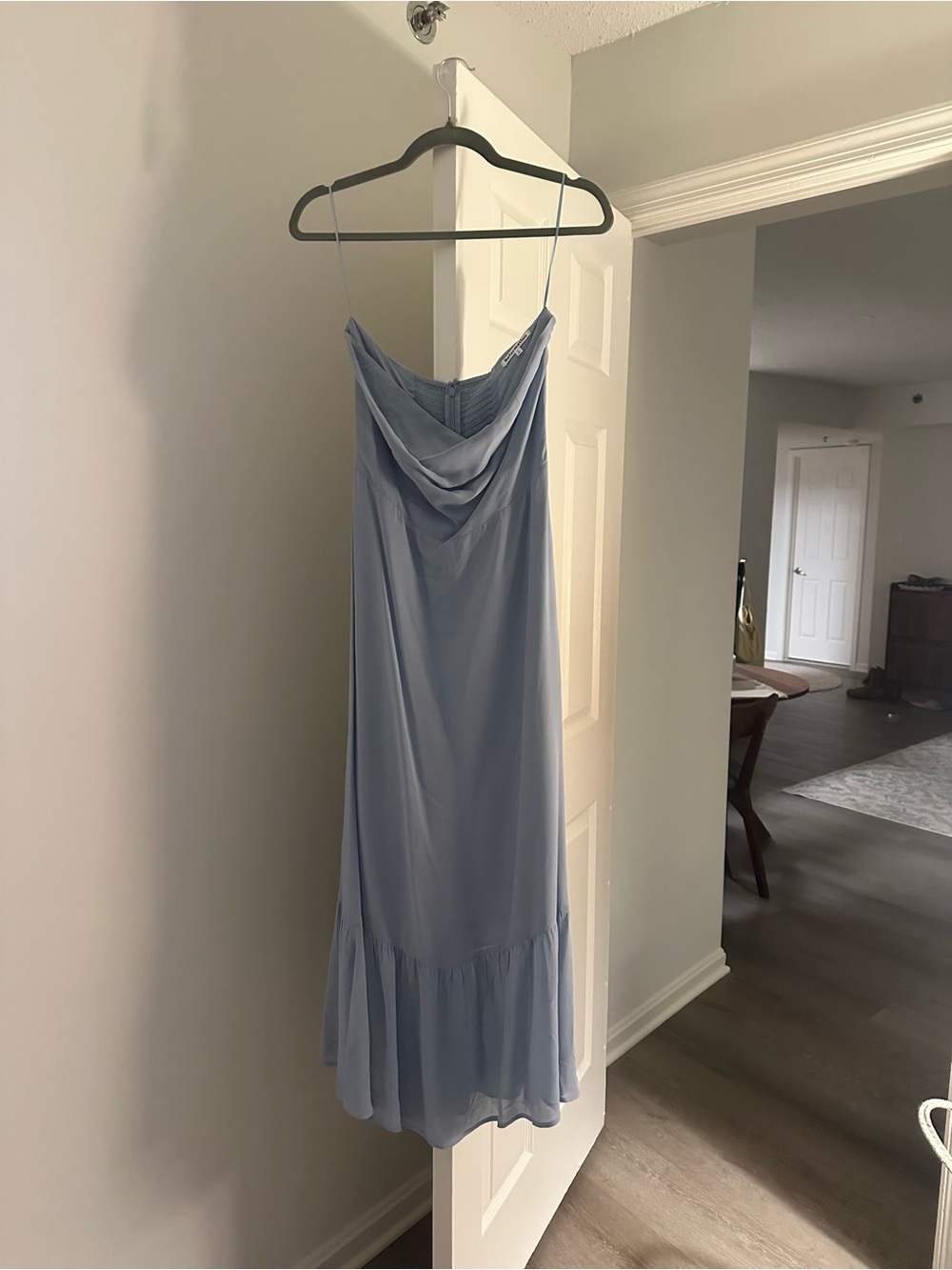 Reformation Light Blue Strapless Slip Dress